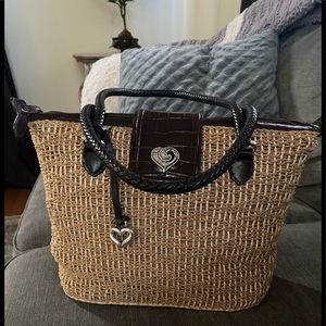 Brighton straw and leather purse